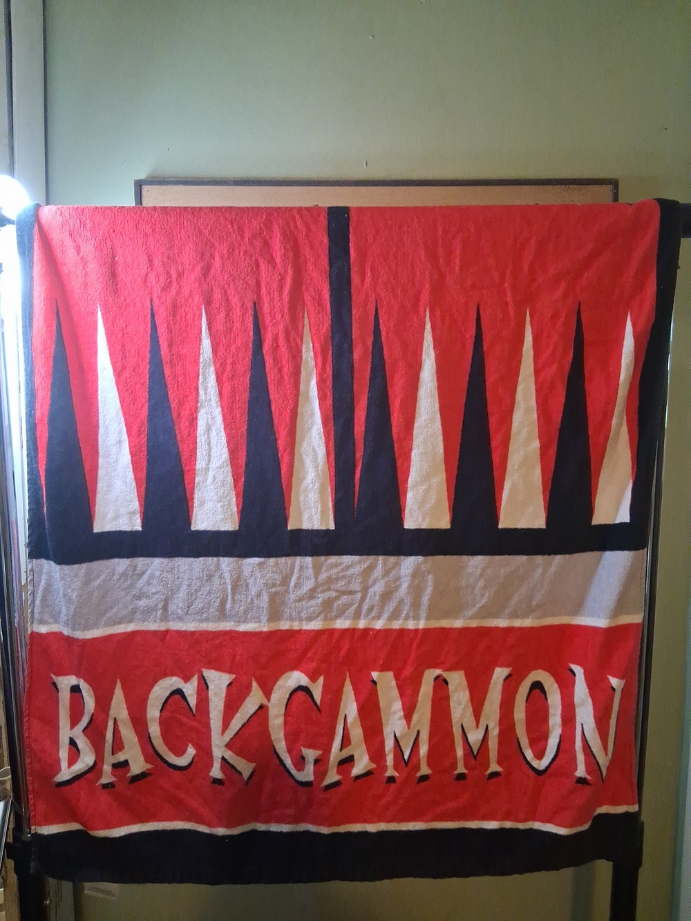 Vintage Jay Franco Backgammon Game Beach Towel - Red, Black, White